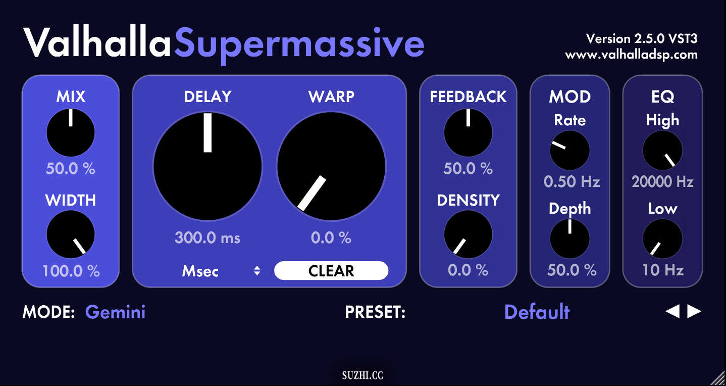 ValhallaDSPLLC的ValhallaSupermassive插件混响延迟效果器_稣知音乐