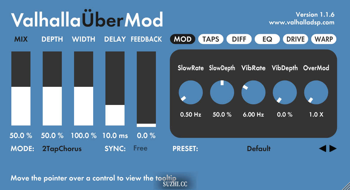 ValhallaDSPLLC的ValhallaUberMod插件可变延迟和调制效果器_稣知音乐