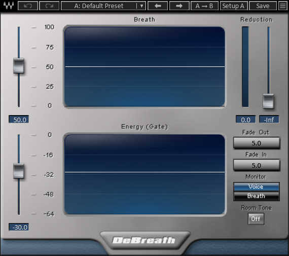 消除人声呼吸声插件：Waves 的 DeBreath Mono_稣知音乐